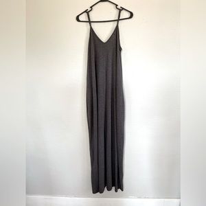 Dark Heather Grey Maxi Dress With Pockets